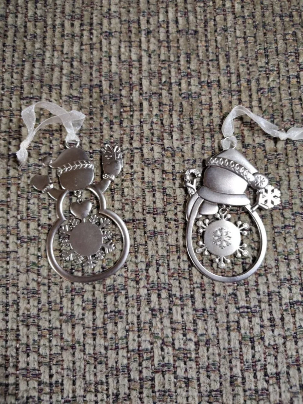 New Metal letter F Monogram Snowman Christmas Tree Ornament